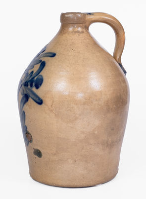 2 Gal. COWDEN & WILCOX / HARRISBURG, PA Stoneware Jug w/ Elaborate Floral Decoration