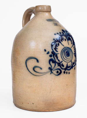 J. & E. NORTON, / BENNINGTON VT Stoneware Jug w/ Cobalt Floral Decoration