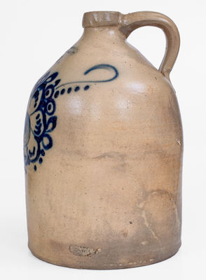 J. & E. NORTON, / BENNINGTON VT Stoneware Jug w/ Cobalt Floral Decoration