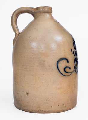 J. & E. NORTON, / BENNINGTON VT Stoneware Jug w/ Cobalt Floral Decoration