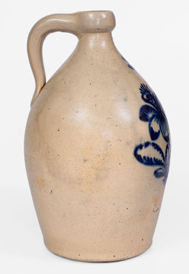 Very Fine attrib. John Burger, Rochester, NY Stoneware Jug w/ Elaborate Decoration, c1860