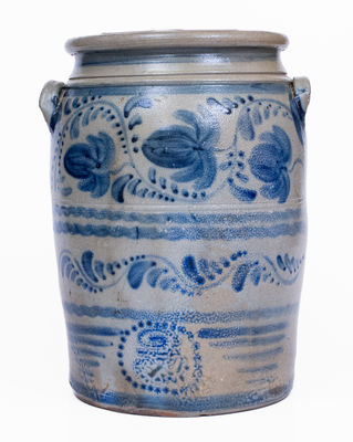 Greensboro, PA Stoneware Jar w/ Profuse Freehand Cobalt Decoration, c1870