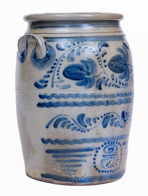Greensboro, PA Stoneware Jar w/ Profuse Freehand Cobalt Decoration, c1870