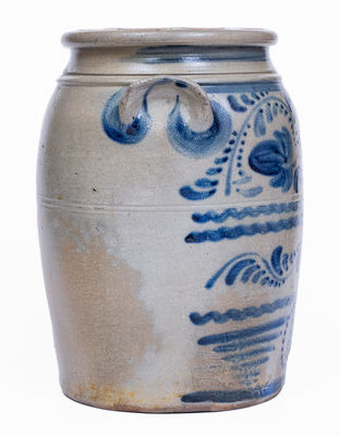 Greensboro, PA Stoneware Jar w/ Profuse Freehand Cobalt Decoration, c1870