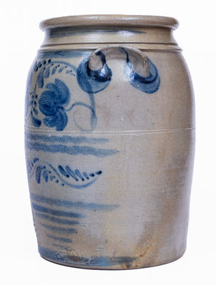 Greensboro, PA Stoneware Jar w/ Profuse Freehand Cobalt Decoration, c1870