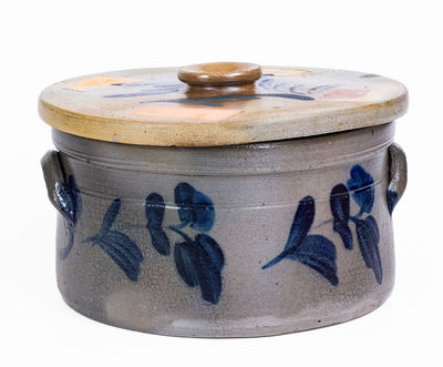 Attrib. R.J. Grier, Mt. Jordan Pottery, Chester Co., PA Lidded Stoneware Cake Crock