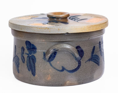 Attrib. R.J. Grier, Mt. Jordan Pottery, Chester Co., PA Lidded Stoneware Cake Crock