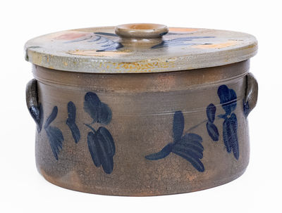 Attrib. R.J. Grier, Mt. Jordan Pottery, Chester Co., PA Lidded Stoneware Cake Crock