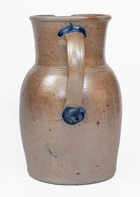 P. HERRMANN (Baltimore, MD) Stoneware Pitcher w/ Cobalt Clover Decoration