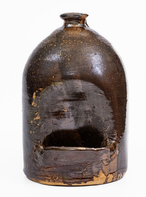 Extremely Rare Stoneware Chicken Waterer w/ Incised Native American Decoration, prob. Joseph G. Baynham, Trenton, SC