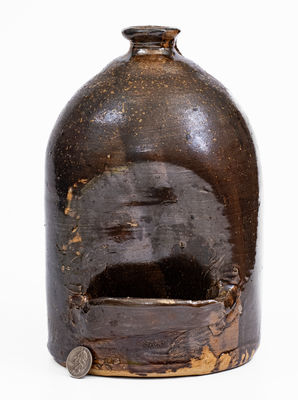Extremely Rare Stoneware Chicken Waterer w/ Incised Native American Decoration, prob. Joseph G. Baynham, Trenton, SC