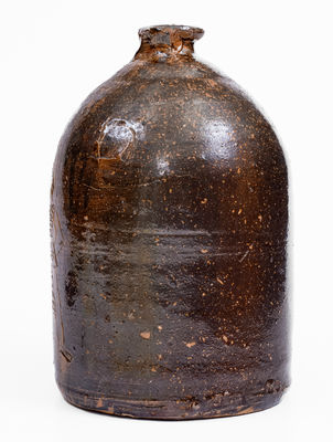 Extremely Rare Stoneware Chicken Waterer w/ Incised Native American Decoration, prob. Joseph G. Baynham, Trenton, SC