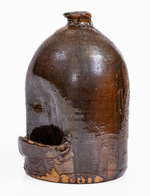 Extremely Rare Stoneware Chicken Waterer w/ Incised Native American Decoration, prob. Joseph G. Baynham, Trenton, SC