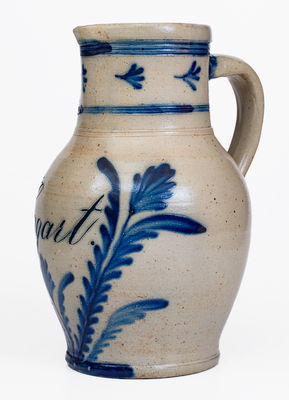Extremely Rare Stoneware Pitcher and Mug Set, Inscribed 