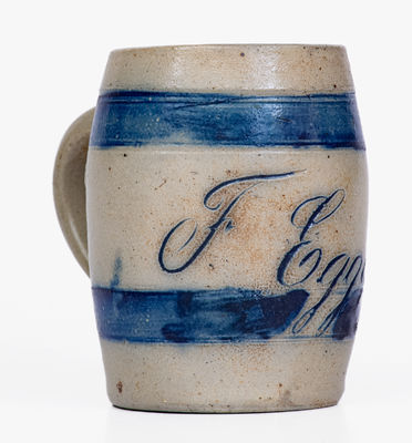 Extremely Rare Stoneware Pitcher and Mug Set, Inscribed 