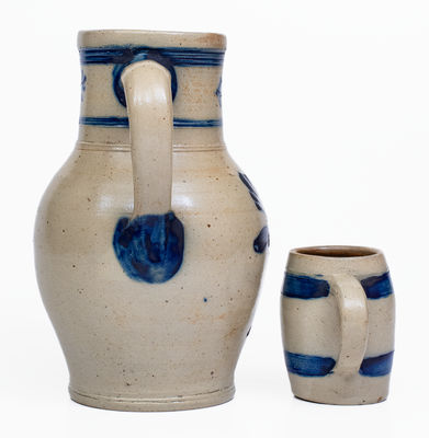Extremely Rare Stoneware Pitcher and Mug Set, Inscribed 