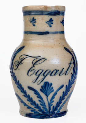 Extremely Rare Stoneware Pitcher and Mug Set, Inscribed 