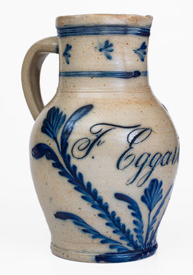 Extremely Rare Stoneware Pitcher and Mug Set, Inscribed 