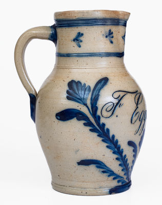 Extremely Rare Stoneware Pitcher and Mug Set, Inscribed 