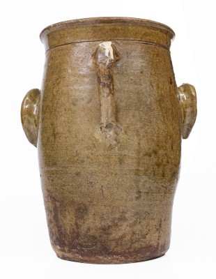Large-Sized G.P. SEIGLER / TRENTON, S.C. Alkaline-Glazed Stoneware Face Vessel