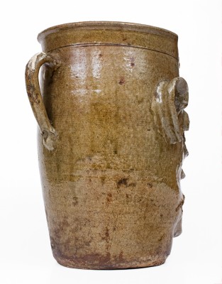 Large-Sized G.P. SEIGLER / TRENTON, S.C. Alkaline-Glazed Stoneware Face Vessel