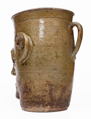 Large-Sized G.P. SEIGLER / TRENTON, S.C. Alkaline-Glazed Stoneware Face Vessel