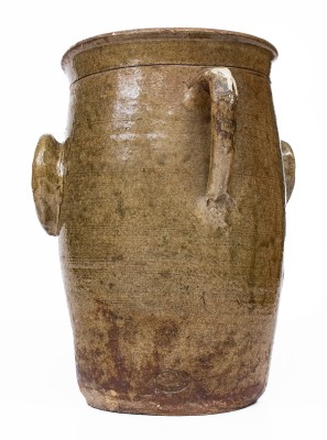 Large-Sized G.P. SEIGLER / TRENTON, S.C. Alkaline-Glazed Stoneware Face Vessel