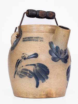 COWDEN & WILCOX / HARRISBURG, PA Stoneware Batter Pail w/ Floral Design