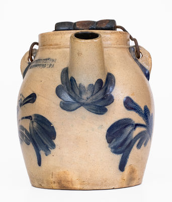 COWDEN & WILCOX / HARRISBURG, PA Stoneware Batter Pail w/ Floral Design