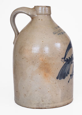 NEW YORK STONEWARE CO. / FORT EDWARD, NY Stoneware Jug w/ Bird Decoration