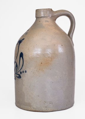 NEW YORK STONEWARE CO. / FORT EDWARD, NY Stoneware Jug w/ Bird Decoration