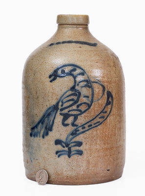 1 Gal. WHITES BINGHAMTON Stoneware Jug w/ Slip-Trailed Bird Decoration