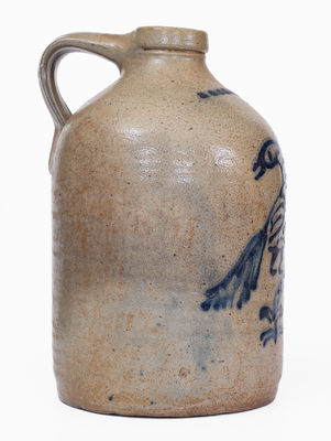 1 Gal. WHITES BINGHAMTON Stoneware Jug w/ Slip-Trailed Bird Decoration