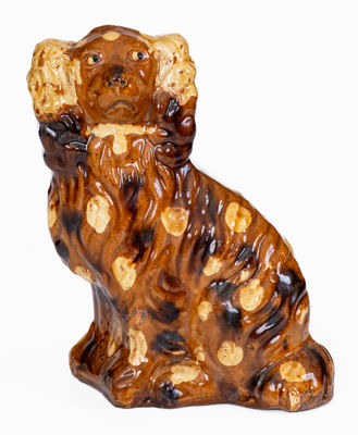 Rare and Fine Slip-Decorated Pennsylvania Redware Spaniel