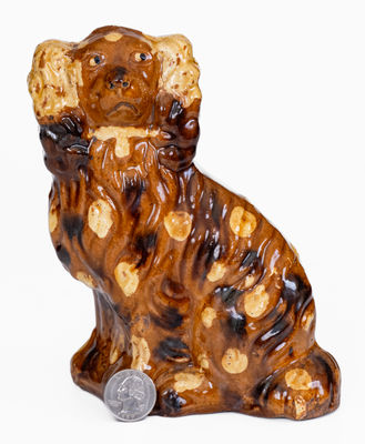 Rare and Fine Slip-Decorated Pennsylvania Redware Spaniel