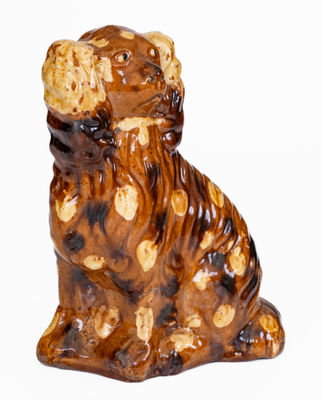 Rare and Fine Slip-Decorated Pennsylvania Redware Spaniel