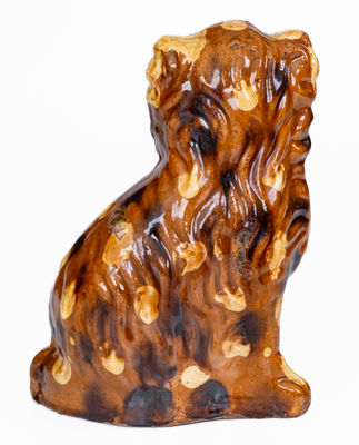 Rare and Fine Slip-Decorated Pennsylvania Redware Spaniel