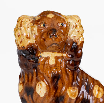 Rare and Fine Slip-Decorated Pennsylvania Redware Spaniel
