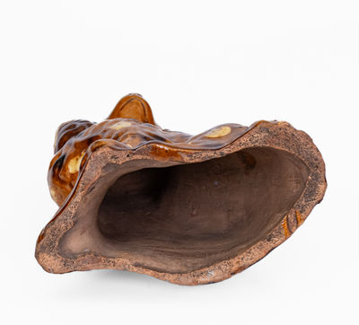 Rare and Fine Slip-Decorated Pennsylvania Redware Spaniel