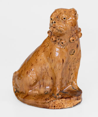 Unusual Glazed Pennylvania Redware Boxer Dog Figure