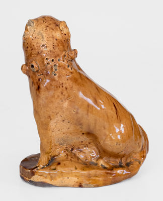 Unusual Glazed Pennylvania Redware Boxer Dog Figure