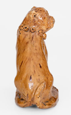 Unusual Glazed Pennylvania Redware Boxer Dog Figure