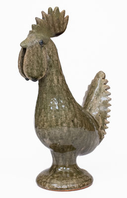 Scarce Edwin Meaders Alkaline-Glazed Rooster Figure, c1970