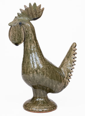 Scarce Edwin Meaders Alkaline-Glazed Rooster Figure, c1970