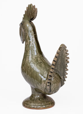 Scarce Edwin Meaders Alkaline-Glazed Rooster Figure, c1970