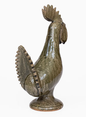 Scarce Edwin Meaders Alkaline-Glazed Rooster Figure, c1970