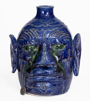 Rare Blue-Glazed Edwin Meaders Face 