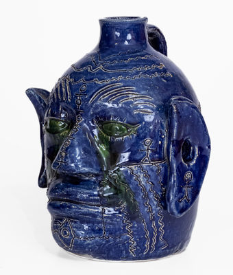 Rare Blue-Glazed Edwin Meaders Face