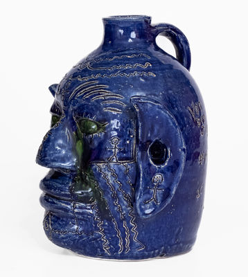 Rare Blue-Glazed Edwin Meaders Face