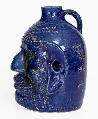 Rare Blue-Glazed Edwin Meaders Face